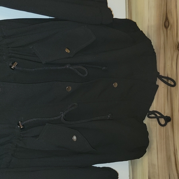 H&M NWT 3 Quarter Length Utility Hooded Black Jacket - Picture 13 of 16